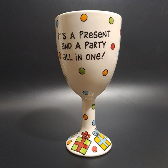 Hand-Painted "Liquid Birthday" Wine Goblet By Our Name Is Mud - Picture 6 of 14
